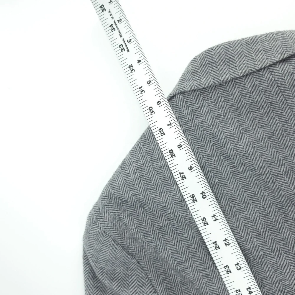 Brooks Brothers Mens Blazer Wool Cotton Herringbone Grey 46R Regent Fit Emmetex